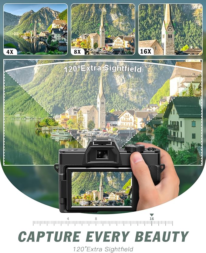 8K Digital Cameras for Photography, 64MP vlogging Camera