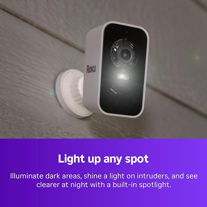Roku Wireless Battery Security Camera 2025, Indoor/Outdoor Weather‑Resistant