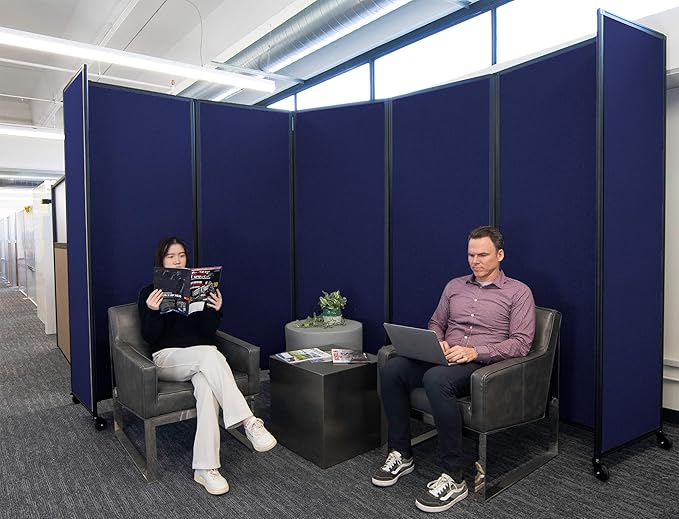 Versare Room Divider 360 Portable Wall Partition | Folding Panels | Large Freestanding Divider | Locking Wheels | Temporary Room Separator | 14' x 7'6'', Royal Blue