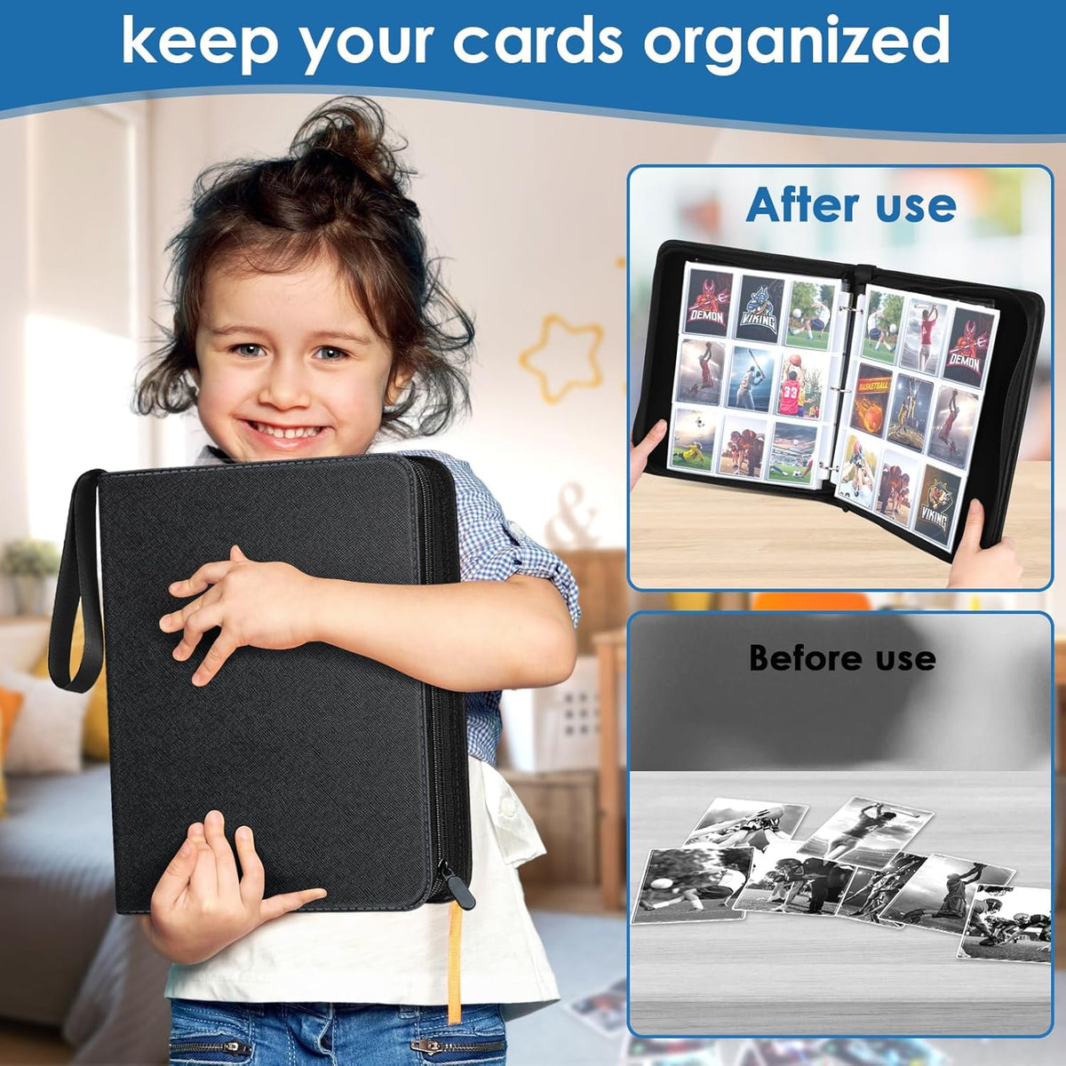 Skiennix 900 Pockets Card Binder - Durable Trading Card Holder Album for Sports & Game Cards (Black)