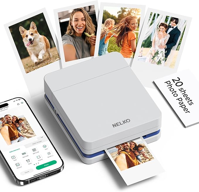 Nelko PP01 Instant Smartphone Photo Printer, Portable Mini Color Wireless