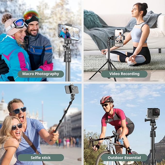 SENSYNE 72" Phone Tripod, Extendable Cell Phone Tripod Stand, Selfie Stick