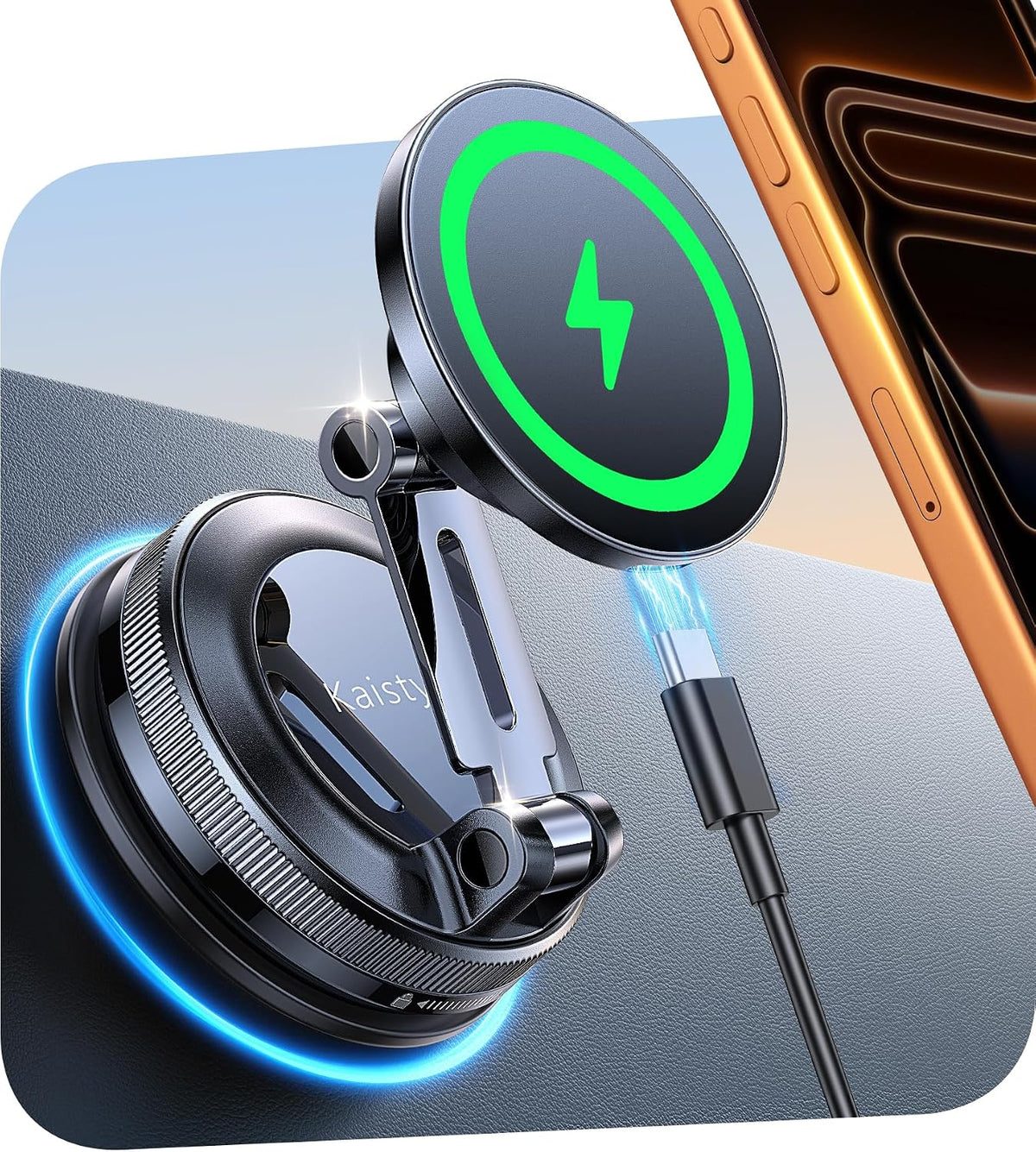 Kaistyle Magsafe Car Mount Charger 15W Faster Magnetic Wireless Car Charger