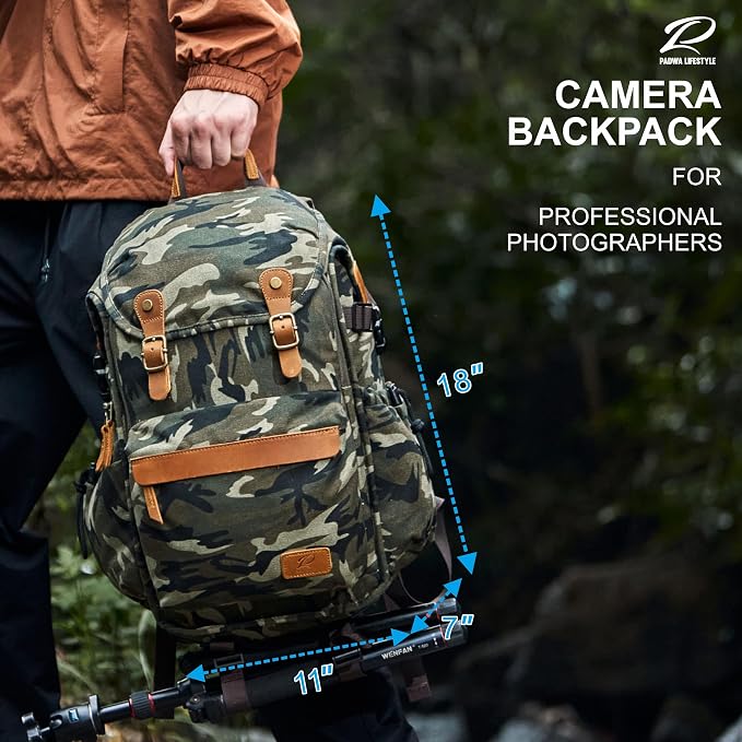 Padwa Lifestyle Camouflage Canvas Camera Backpack