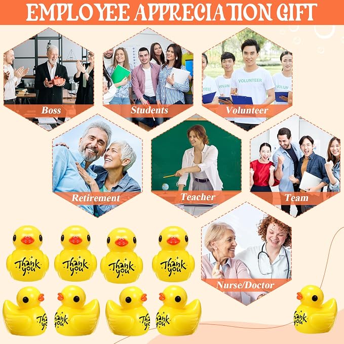 Skylety 50 Pcs Thank You Gifts Mini Resin Ducks Employee Appreciation Gifts