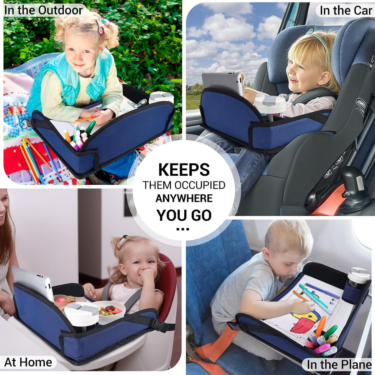 COOLBEBE Kids Travel Tray for Toddler Car Seat, Travel Tray for Airplane