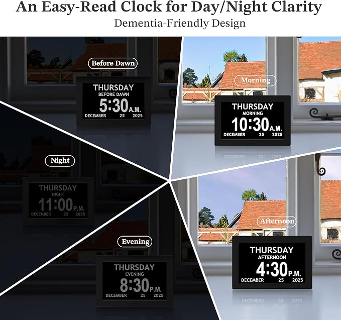 10.1'' Extra Large Digital Clock, 1280*800p HD Display, Dementia Clock