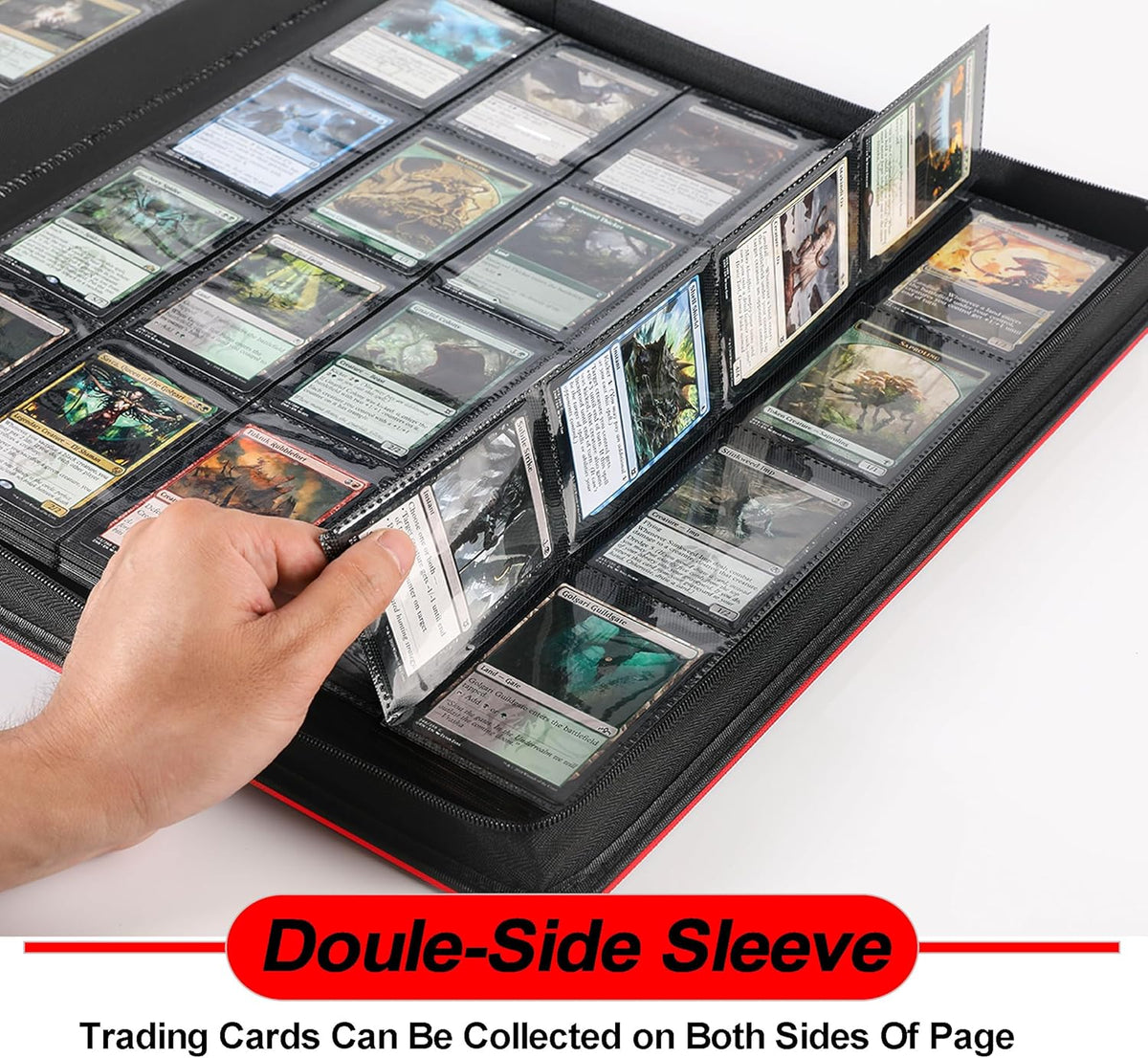 Premium 2000 Pocket Card Binder - Ringless Trading Card Album Fits 2000 Cards | Classic Red