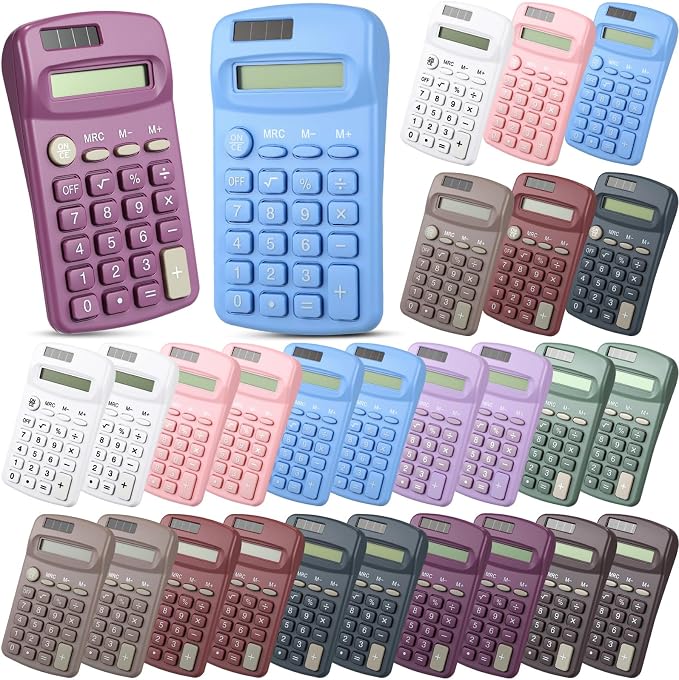 30 Pack Pocket Calculator Small Battery Powered Bulk Mini Size 4 Function Hand
