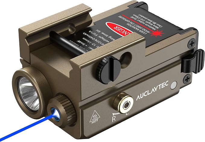 AUCLAYTEC Pistol Flashlight Blue Laser Combo 420 Lumens Pistol Light Recharge