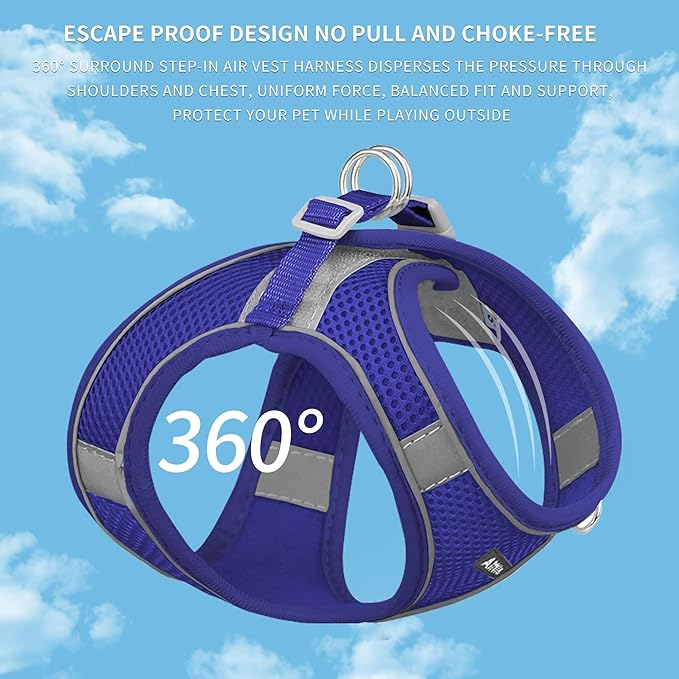 AIITLE Escape Proof Dog Harness - Step in Adjustable Dog Harness No Choke Over with Breathable Mesh and Quick-Release Buckle for All Weather- Outdoor Walking, Training for Medium Dogs Royal Blue XL
