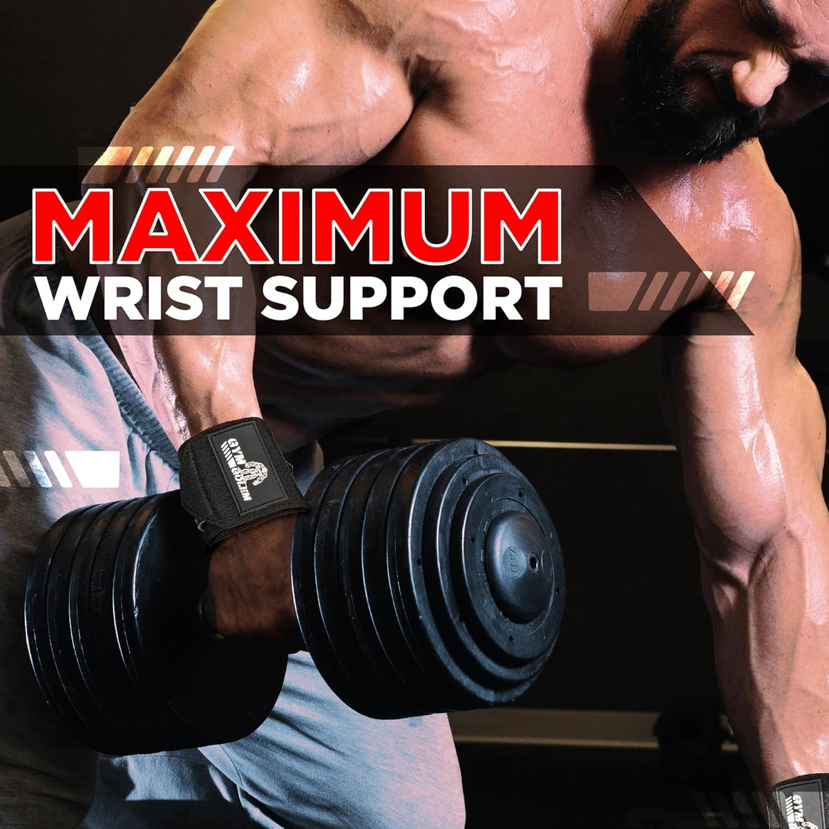 Skiennix Wrist Wraps - 18-Inch Premium Support with Thumb Loop for Powerlifting & CrossFit | 1 Pair