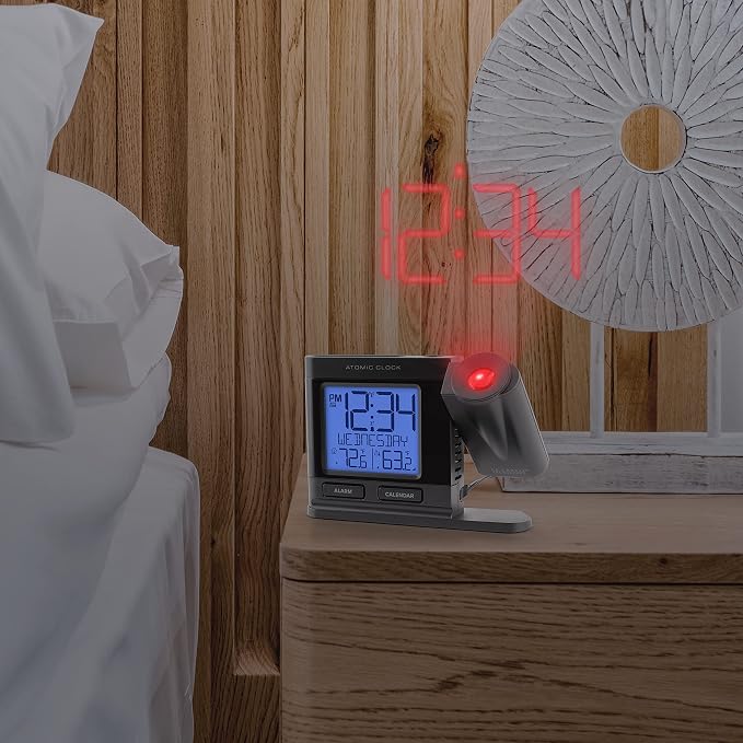 La Crosse Technology 616-41667-INT Black Atomic Projection Alarm Clock