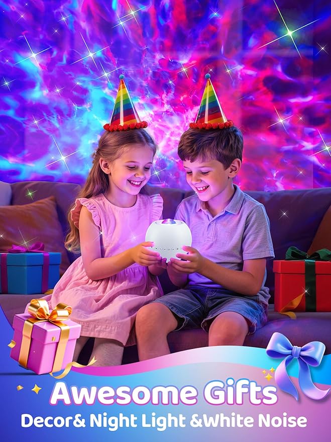 One Fire Galaxy Projector Star Projector Teen Girl Gifts for Boys Gift Ideas Women Gifts Birthday Gifts 360 Effects Northern Lights Night Light Projector Lava Lamp 15 White Noise+Bluetooth Room Decor
