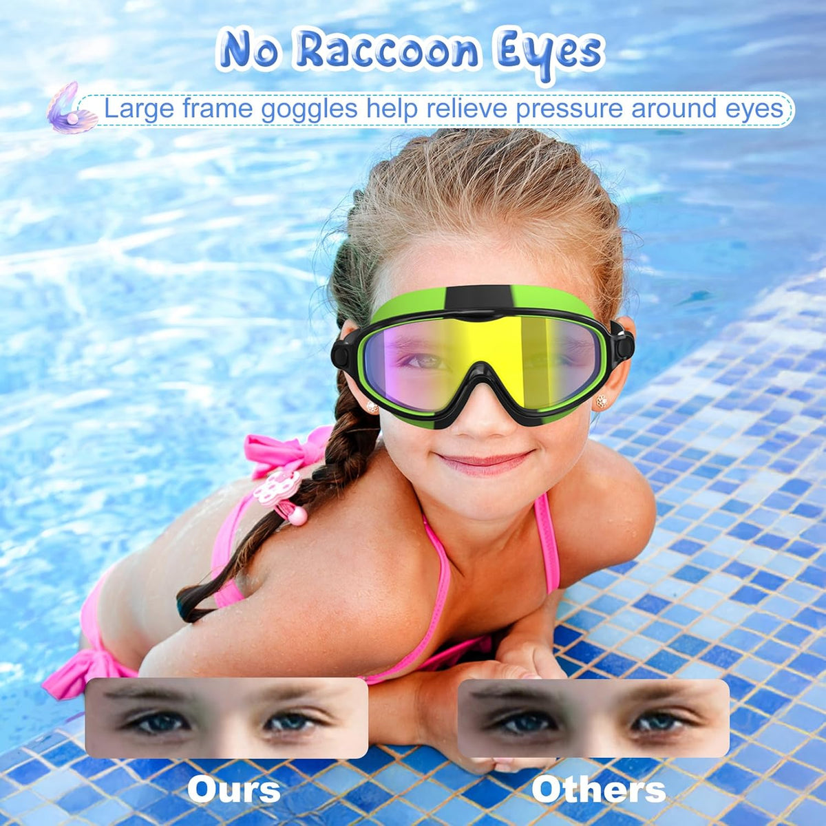 VegoVia Kids Swim Goggles - Anti-Fog UV Protection | Wide View for Ages 3-15 | 2-Pack
