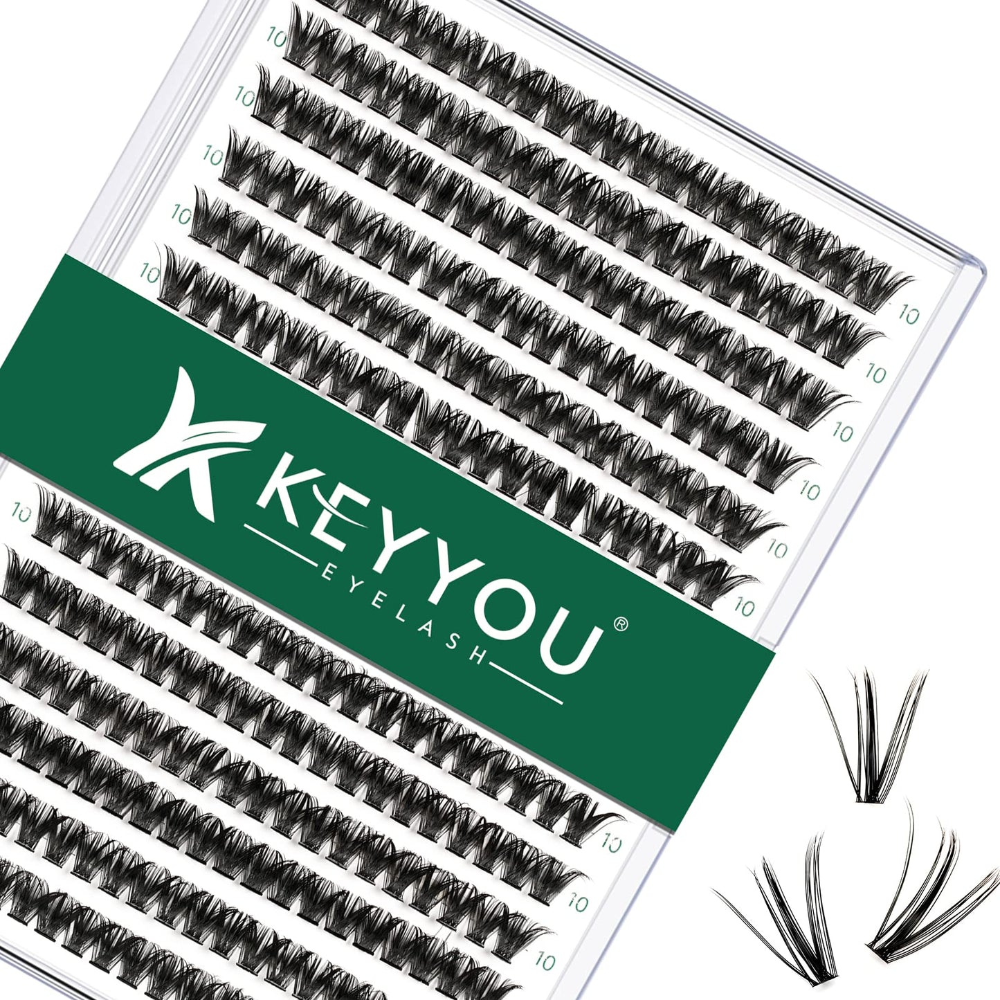 Lash Clusters 300Pcs Eyelash Clusters 50D 0.07D Curl 10Mm Diy Eyelash Extension Keyyou Large Tray Volume Soft&Natural Individual