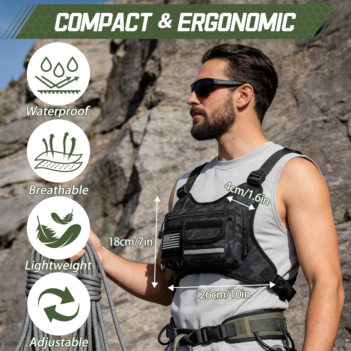 OCKLILY Chest Bag - Versatile Outdoor Sports Vest for Running, Cycling, Hiking & Travel - Unisex Design