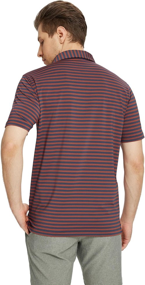 M MAELREG Golf Shirts for Men - Short Sleeve Performance Polo | Moisture-Wicking Striped Design