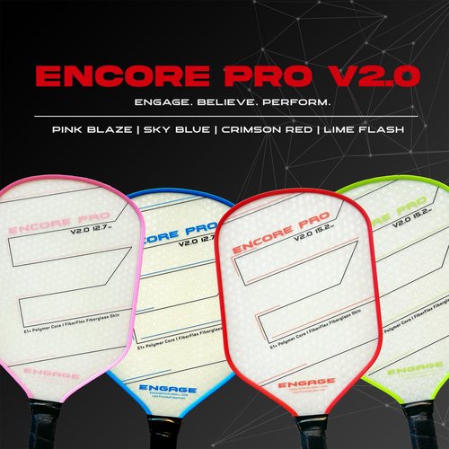 Engage Encore Pro V2.0 12.7mm Pickleball Paddle Playability with Power | Hybrid - Crimson Red (Crimson Red, 15.2 MM (Thick))