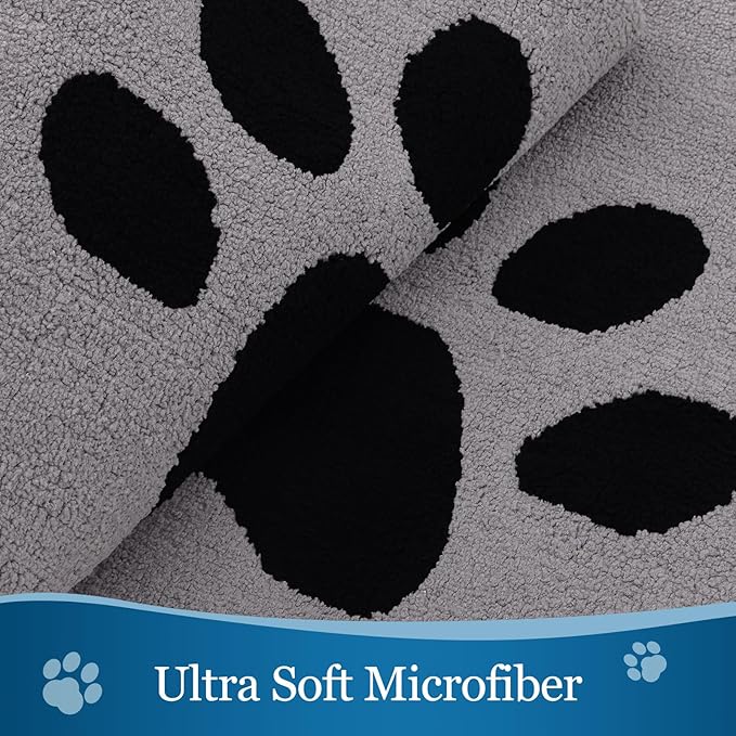 Buganda Dog Door Mat for Muddy Paws, Absorbent Dirt Trapper Washable Indoor Doormats, Non Slip Low-Profile Mud Mat for Dogs, Front Entrance Doormat for Inside Floor (59x35 Inches, Grey)