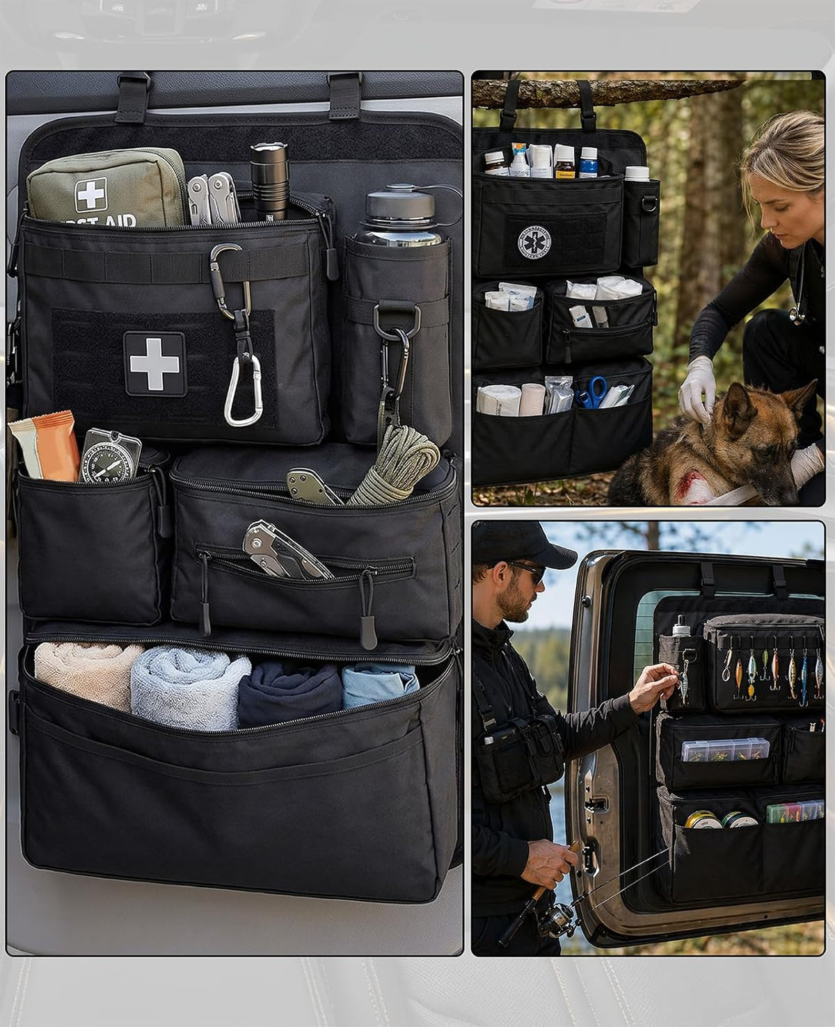 Tactical Car Seat Back Organizer, Heavy Duty Molle Truck Storage