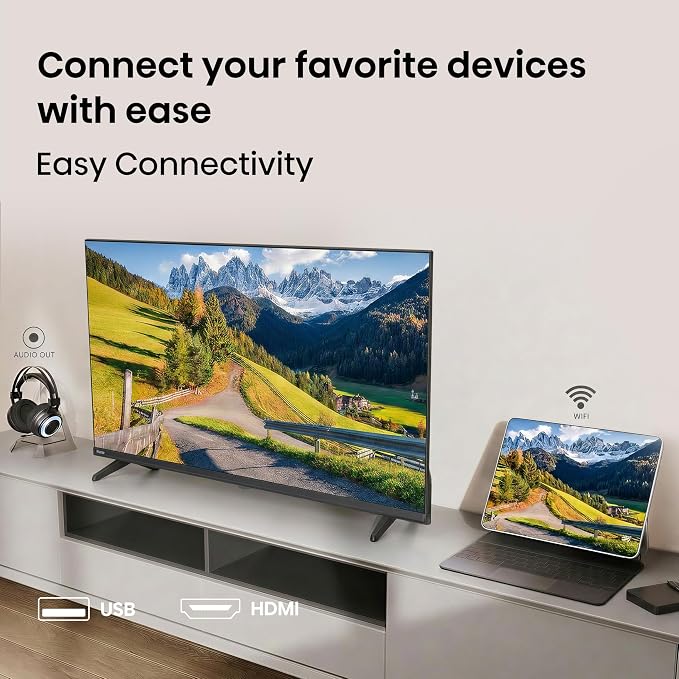 Hisense 40" Inch A4 Series FHD 1080p Smart VIDAA TV (40A4NV, 2026 NEW) - Full Array LED, DTS Virtual: X, Noise Reduction, AI Sports Mode, Works with Alexa, Apple Airplay & Apple Home, Slim Bezel