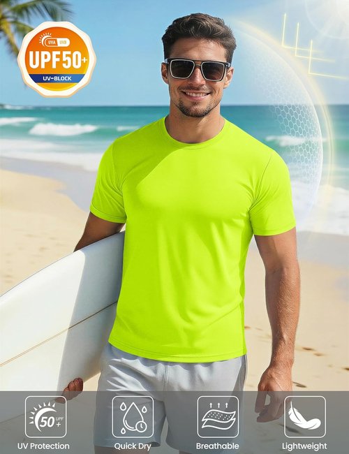 MAGCOMSEN Men's Short Sleeve Athletic Shirts - Moisture-Wicking, UPF 50+ Cooling Workout Tops | 2 Pack
