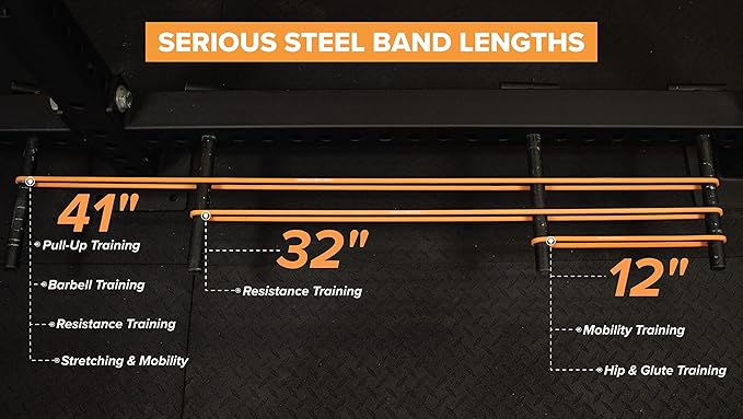 Serious Steel Fitness 32" Resistance Training Bands (Portable Exercise Band System Training Bands- Great for Individuals Under 5'10")