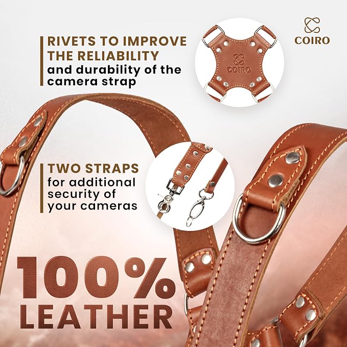 C Coiro Dual Camera Harness Shoulder Leather Camera Strap