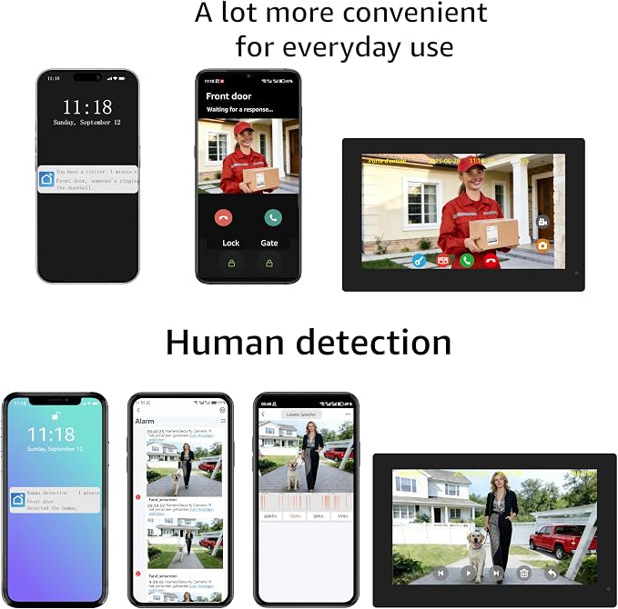 House Video Intercom System for 2 Families, 1080P Wired Video Doorbell