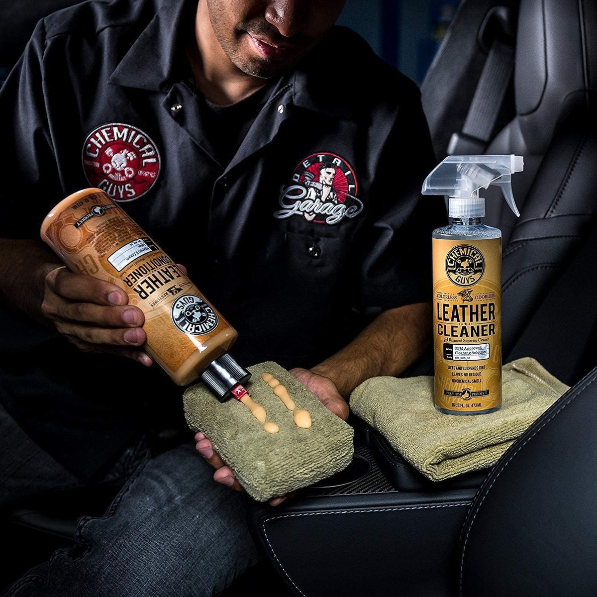 Chemical Guys Complete Leather and Total Interior Kit for Cars, 9 Piece | Conditioner and cleaner for cars, furniture, office seating, and luxury vehicle owners, safe on natural, synthetic, and faux