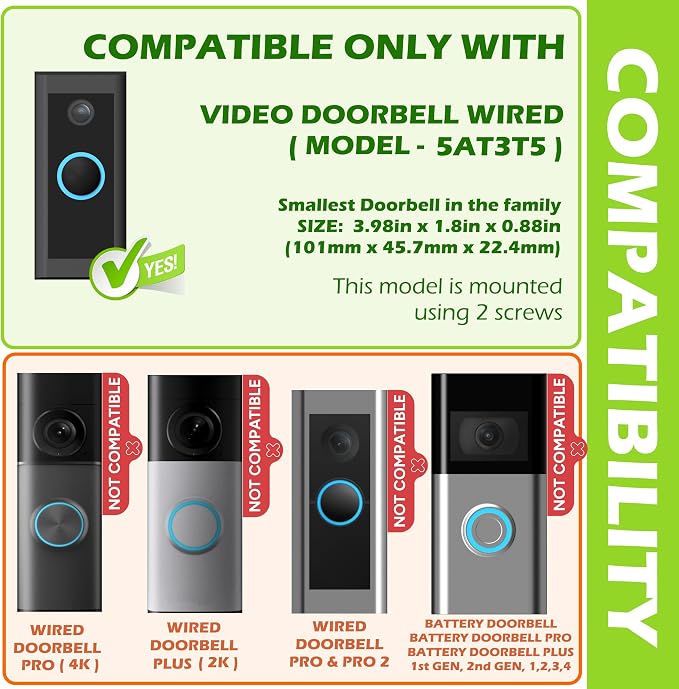 No Drill Rain Cover for Video Doorbell Wired Hood Anti-Glare Protection Weather