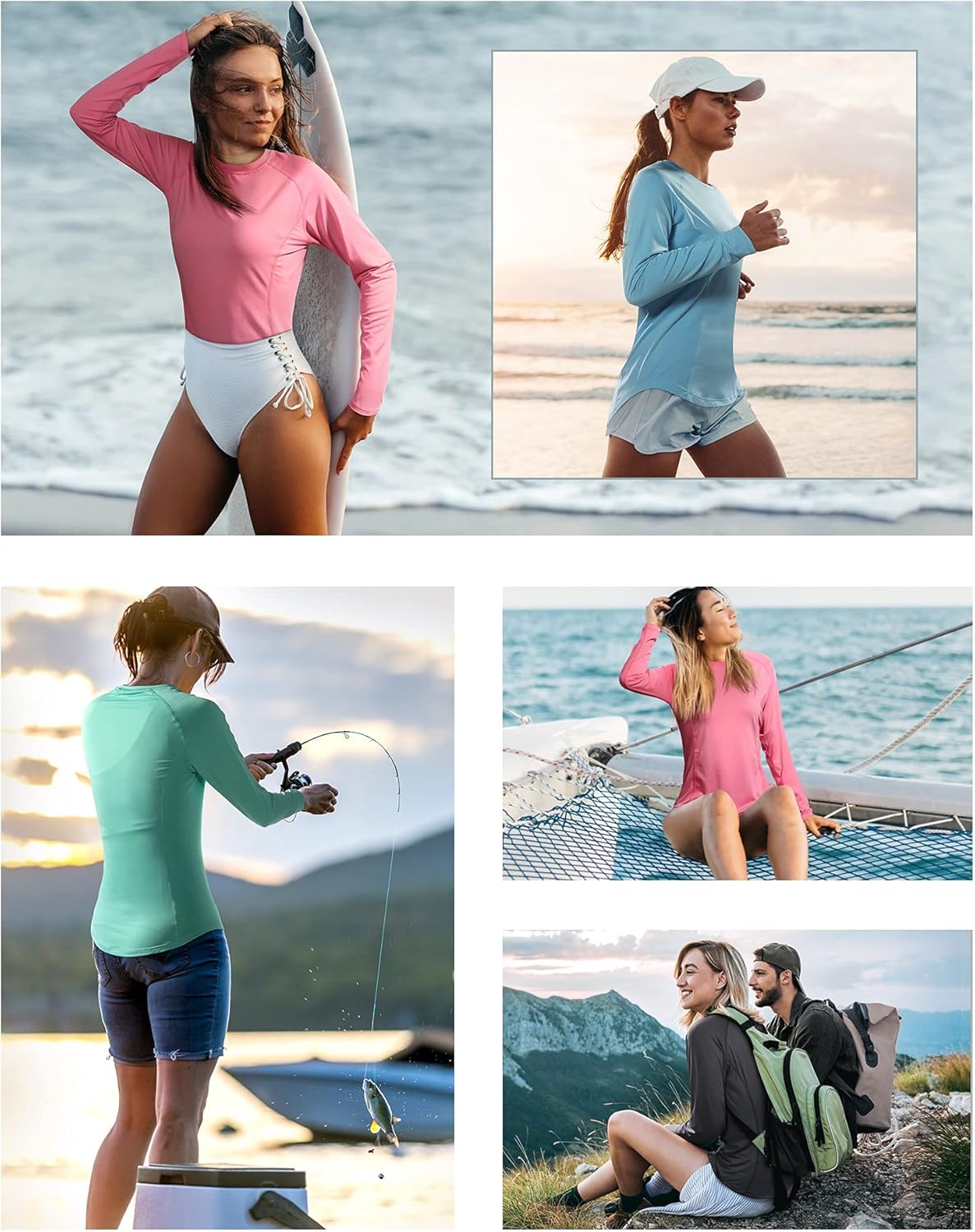 Roadbox Women's Long Sleeve UV Sun Shirts - UPF 50+ Workout & Swim Rash Guard Tops