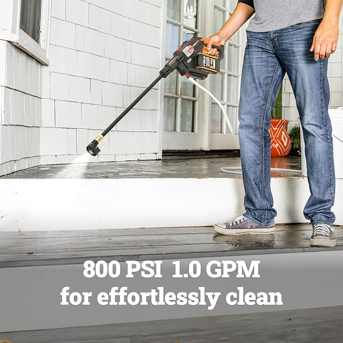 WORX 40V PowerShare Hydroshot, 800 PSI Brushless Portable Power Cleaner, 5-in-1 Nozzle Power Washer, Pressure Washer- WG647
