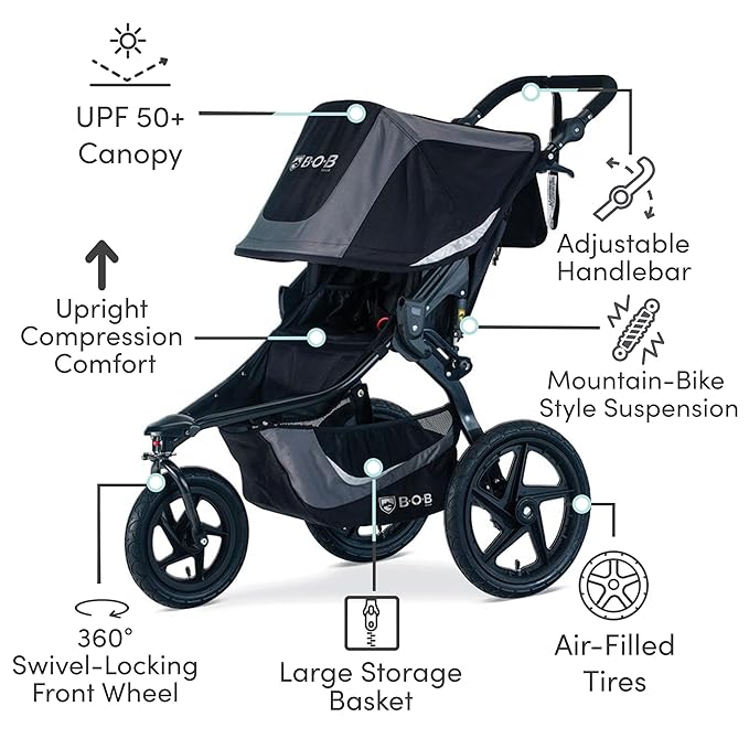 BOB Gear Revolution Flex 3.0 Jogging Stroller, Graphite Black