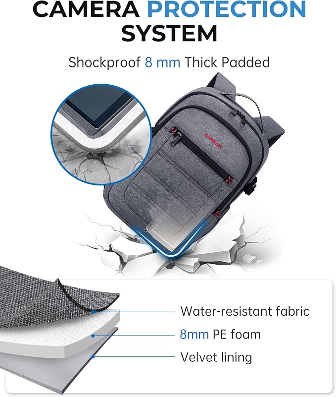 BAGSMART Camera Bag for DSLR, Waterproof Camera Backpacks for Photographers