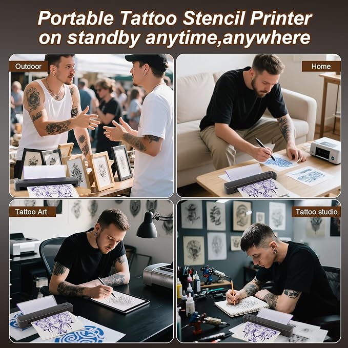 Tattoo Stencil Printer, Portable Wireless Bluetooth Thermal Transfer Machine
