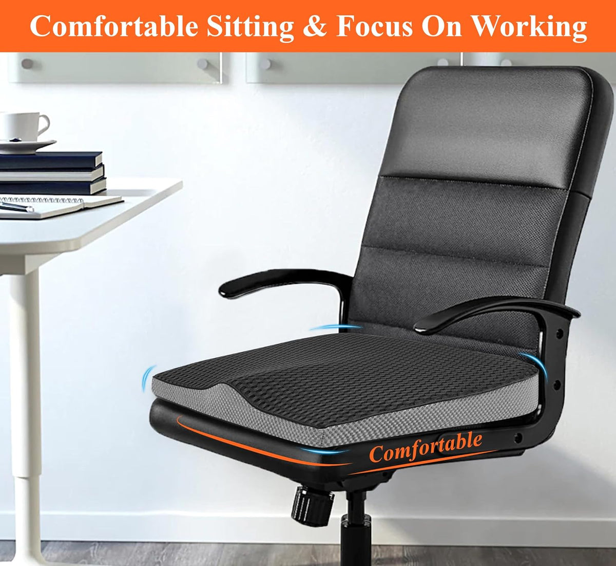 kingphenix Memory Foam Car Seat Cushion for Driving Comfort and Office Use