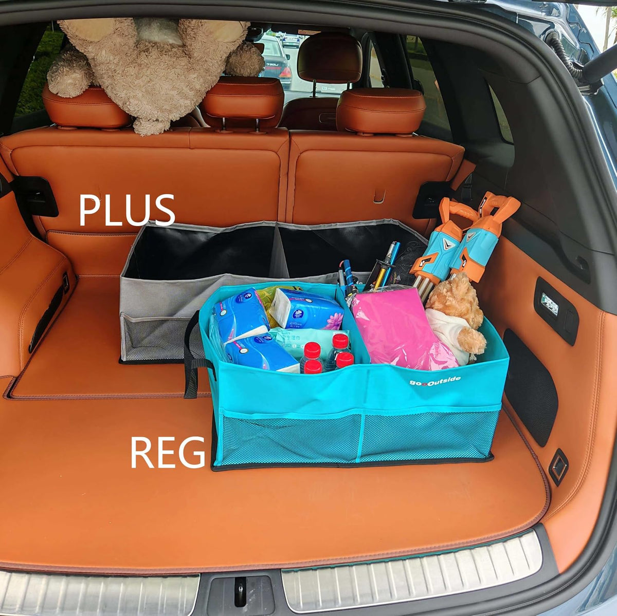 Heavy-Duty Waterproof Car Trunk Organizer – Rugged PVC-Coated Organizer, Collapsible Storage for Truck, SUV, Road Trips, Camping, Overlanding & Outdoor Adventure (Blue, M)