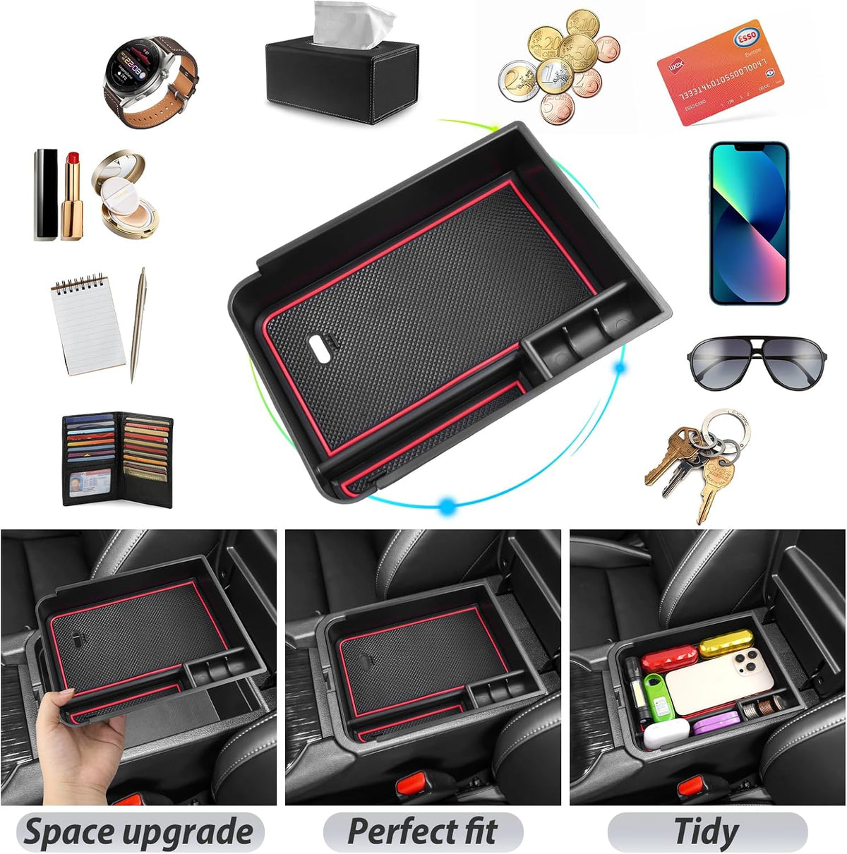 SKTU Nissan Sentra Console Organizer - Center Console Tray with Sunglasses Holder