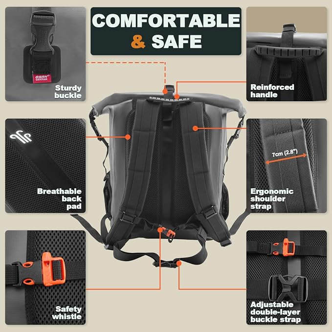 OSAH DRYPAK Waterproof Backpack Dry Bag 25L/35L/55L/85L – Heavy Duty Roll-Top