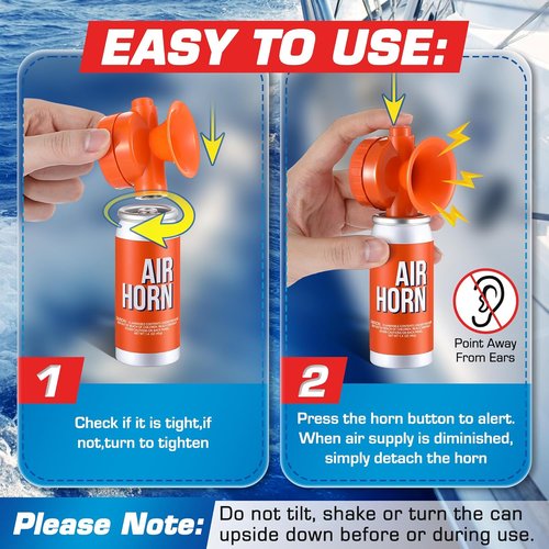 Air Horn 1.4oz - 122dB Loud Marine Safety Horn | Heard Up to 1/2 Mile, US Coast Guard Approved