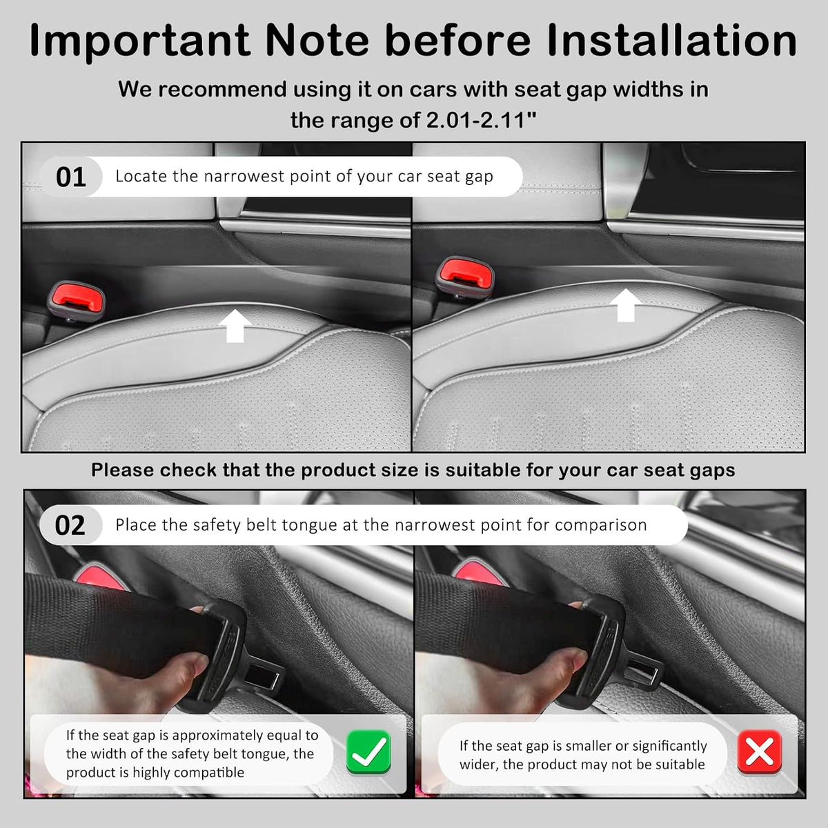 2PCS 2026 Upgraded Car Seat Gap Filler Organizer,Deepened 2-in-1 Car Gap Seat Filler with Storage Slots & Reserved Charging Hole,Universal in Between Cars Seats Catcher