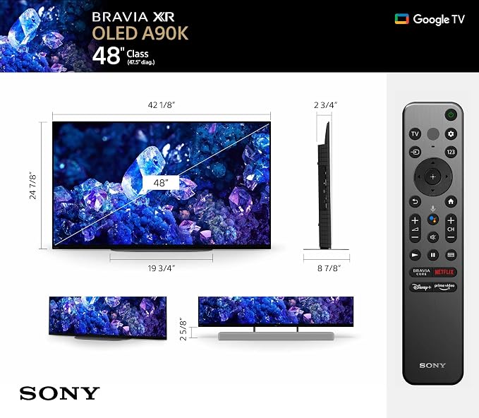 Sony (Refurbished) 48 Inch 4K Ultra HD TV A90K Series: BRAVIA XR OLED Smart Google TV with Dolby Vision HDR and Exclusive Features for The Playstation® 5 XR48A90K- 2022 Model (Renewed)