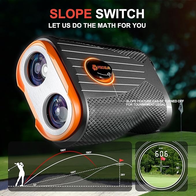 Golf Rangefinder with Slope, 1200 Yards Laser Range Finder for Golfer, 7X Magnification Range Finder Rechargeable Golf Accessories for Men, Flag Pole Locking Vibration