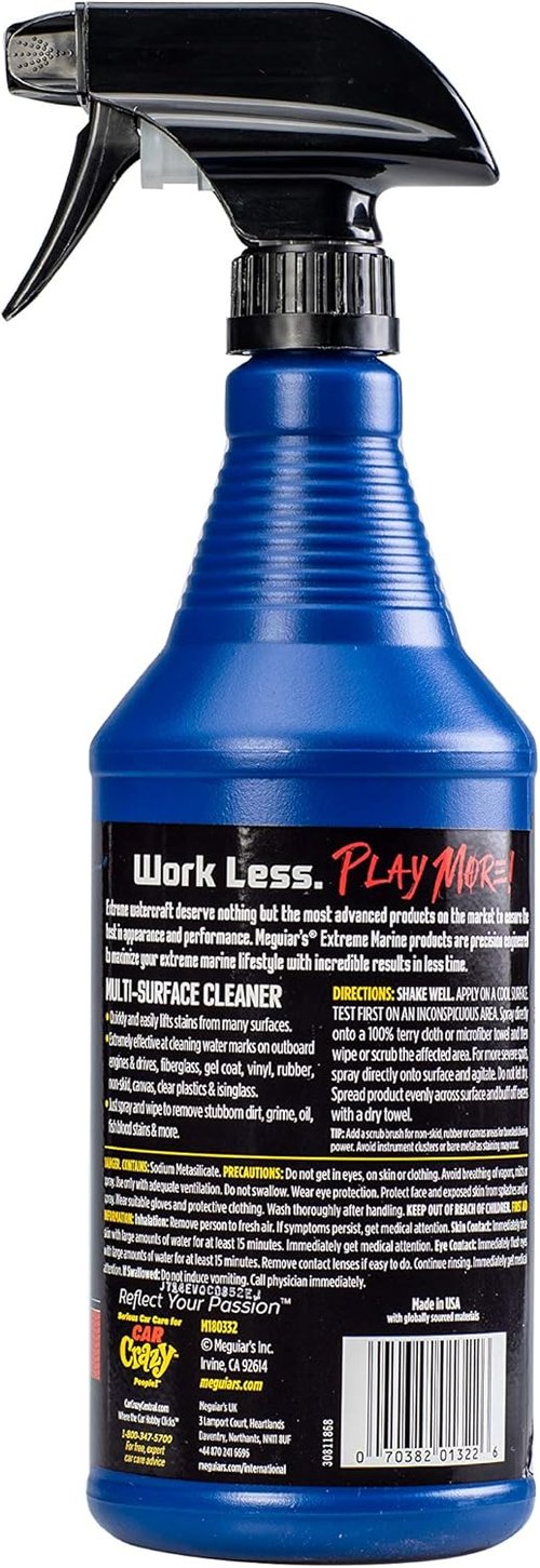 Meguiar's Extreme Marine Multi-Surface Cleaner - Pro RV & Marine Detailing Spray, 32 Oz | Removes Dirt, Grime & Stains