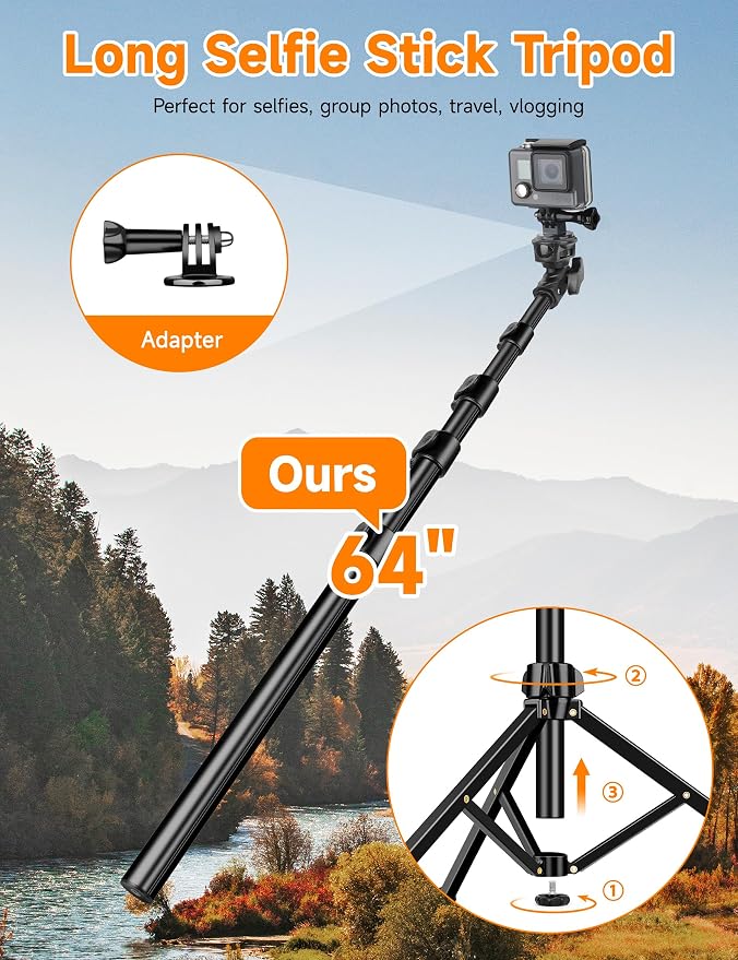 Phone Tripod, Camera Stand for iPhone, Compatible