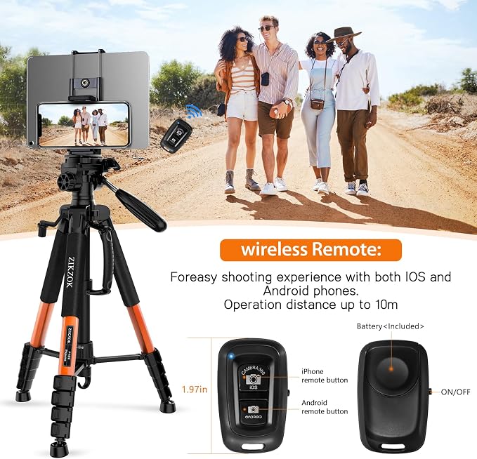 75inch Camera Tripod for ipad iPhone, Heavy Duty Aluminum Tripod