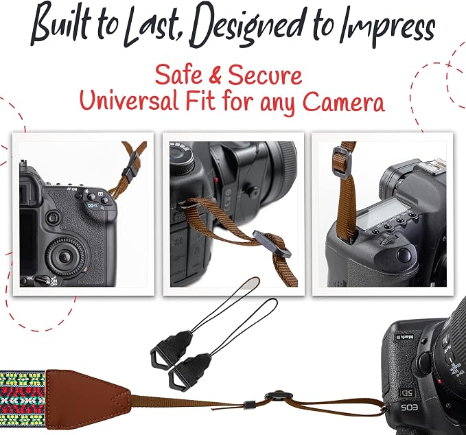 Art Tribute Camera Strap For Photographers Padded Universal Fit Neck Shoulder &