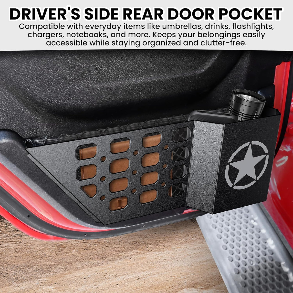 DIAMOOKY Metal Rear Door Pocket Storage for Jeep Wrangler JL JLU 2018-2026